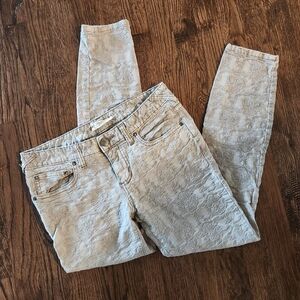Free People Cream Textured Jacquard Skinny Ankle Pants size 27